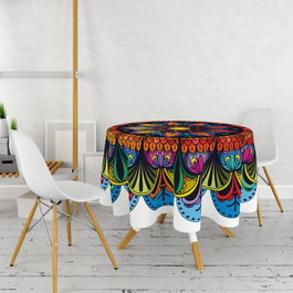 Hermia Mantel Redondo 160 cm 100% Poliéster con Impresión 3D para Mesa de Comedor Elegante y Sofisticada, Fácil de Lavar